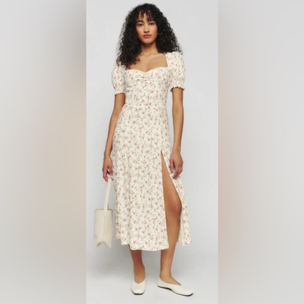 Reformation Lacey Smocked Sleeve Dress